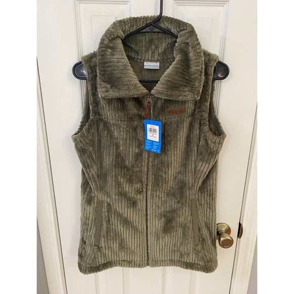 Columbia Jackets & Blazers - Columbia Fire Side Sherpa Vest Womens Medium Olive Green Full Zip Fleece AL2764